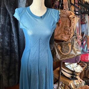 Petit Pois Chic Teal high low mesh dress
